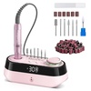image:imageMelodySusie Advanced Desktop Rechargeable Nail Drill with Builtin Bit amp Handpiece Storage Holders SC320A 30000RPM EFile for All Manicure Shaping amp Gel Removal Ideal for Nail Artists amp Home UsePink