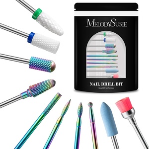 image:imageMelodySusie 10Pcs Nail Drill Bits Set 332 Tungsten Carbide amp Ceramic Efile Bits for Acrylic Gel Removal Diamond Cuticle Bits for Manicure Prep Salon Home Nail Care SuppliesWhite amp ColorfulWhite  Colorful