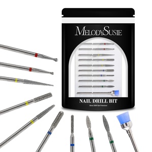 image:imageMelodySusie 10pcs Nail Drill Bits Set 332 Inch Diamond Cuticle Bits for Nail Drill EFile Manicure Pedicure Remover Tools for Acrylic Gel Nails Salon Home Use Nail Care Supplies RainbowSilver