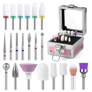 image:imageMelodySusie 21pcs Nail Drill Bit Set Professional 332 Ceramic Diamond Carbide Acrylic Gel Nail Art Tool Kit Cuticle Remover Bit for Acrylic Gel Dip Powder Nail Manicure Pedicure Salon Home21Pcs Bits with 25Hole Box