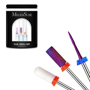 image:imageMelodySusie 3Pcs Nail Drill Bits Set 332 Carbide Tungsten Bits Long Flame Smooth Round Top Small Barrel and Tapered Nib Bits Suitable for Manicure Pedicure Cuticle Gel Acrylic Remover PurpleE Set