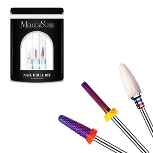 image:imageMelodySusie 3Pcs Nail Drill Bits Set 332 Carbide Tungsten Bits Long Flame Smooth Round Top Small Barrel and Tapered Nib Bits Suitable for Manicure Pedicure Cuticle Gel Acrylic Remover PurpleD Set