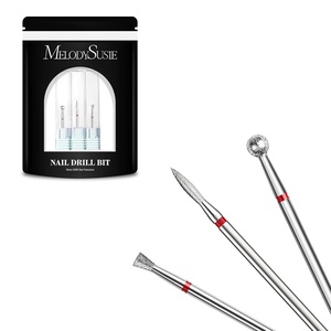 image:imageMelodySusie 3Pcs Nail Drill Bits Set 332 Carbide Tungsten Bits Long Flame Smooth Round Top Small Barrel and Tapered Nib Bits Suitable for Manicure Pedicure Cuticle Gel Acrylic Remover PurpleDiamond Bits A Set