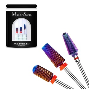 image:imageMelodySusie 3Pcs Nail Drill Bits Set 332 Carbide Tungsten Bits Long Flame Smooth Round Top Small Barrel and Tapered Nib Bits Suitable for Manicure Pedicure Cuticle Gel Acrylic Remover PurpleA Set