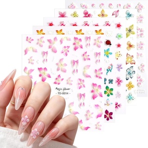 image:imageMelodySusie 5D Embossed Nail Art Stickers 5 Sheets Different Patterns SelfAdhesive 3D5D Nail Decals Nail Stickers for Women Girls DIY Manicure DecorationsColorful Carvings