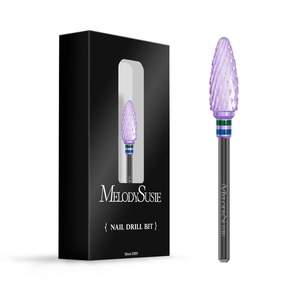 image:imageMelodySusie Ceramic Nail Drill Bit 332 235mm Professional Acrylic Nail File Flame Drill Bit for Manicure Pedicure Cuticle Gel Nail Polishing Beginners Bits Pink Series BitS CoarsePurple