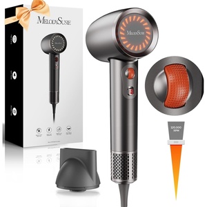 image:imageMelodySusie Compact Hair Dryer for Women120000RPM 1600W High Speed Fast Drying 3 HeatStepless Speed Ionic Blow Dryer for WomenHomeBlack