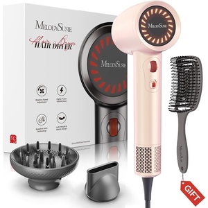 image:imageMelodySusie Compact Hair Dryer for Women120000RPM 1600W High Speed Fast Drying 3 HeatStepless Speed Ionic Blow Dryer for WomenHomeGift Set  Light Pink