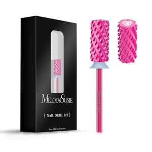 image:imageMelodySusie Large Barrel 332 Tungsten Carbide Nail Drill Bit Crystal Top Pink Heart Shape Fast Remove Acrylic Gel Cuticle Gel Polishing for Manicure Pedicure Pink Blossom Series BitS FinePink Blossom