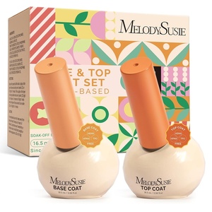image:imageMelodySusie PlantBased 165ml 2Pcs Gel Base and Glassy Top Coat Set Unique TiltandStand Bottle for Easy Gel Access TPOampHEMAampHPMA Free No Wipe Foundation for UV Light Cured with Long Wear Shine