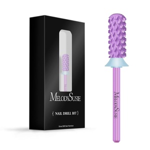 image:imageMelodySusie Safety Nail Drill Bits 332 Smooth Round Top Small Barrel Carbide Bits Fast Remove Acrylic or Hard Gel for Manicure Pedicure Salon Professional or Beginner Pink Blossom CoarsePurple
