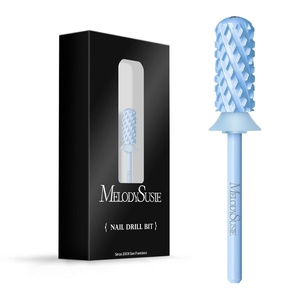 image:imageMelodySusie Safety Nail Drill Bits 332 Smooth Round Top Small Barrel Carbide Bits Fast Remove Acrylic or Hard Gel for Manicure Pedicure Salon Professional or Beginner Pink Blossom CoarseLight Blue