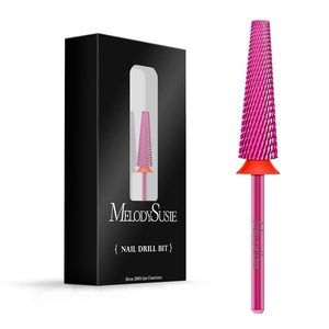 image:imageMelodySusie Super Long 5 in 1 Nail Drill Bits 332 Carbide Tungsten Bits Suitable for Manicure Pedicure Cuticle Gel Polishing Professional Advanced Bits Pink Blossom Series BitX Fine