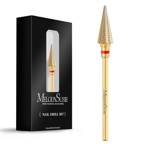 image:imageMelodySusie Tapered Barrel Nail Drill Bits 332 Carbide Tungsten Bits Suitable for Manicure Pedicure Cuticle Gel Polishing Technicians Bits Silver amp Rose Gold Series BitS Extra FineNib BitGold