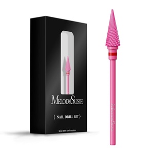 image:imageMelodySusie Tapered Barrel Nail Drill Bits 332 Carbide Tungsten Bits Suitable for Manicure Pedicure Cuticle Gel Polishing Technicians Bits Silver amp Rose Gold Series BitS Extra FineNib BitPink Blossom