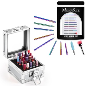 image:imageMelodySusie 10pcs Diamond Cuticle Bits with Nail Drill Bits Holder 25 Holes Case
