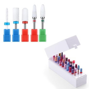 image:imageMelodySusie 5Pcs Ceramic Nail Drill Bits Set with Nail Drill Bits Holder 30 Holes Case
