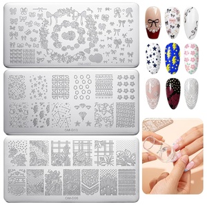 image:imageMelodySusie 8ML Bronze Gold Gel Liner Nail Art Polish Mirror Chrome 3D Effectfor Line and Patterns of PaintingFrench Nail TipsDIY Manicure Pedicure for Home DIY Salon Use3PCS Stamping Plates Silver