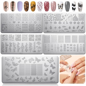 image:imageMelodySusie 8ML Bronze Gold Gel Liner Nail Art Polish Mirror Chrome 3D Effectfor Line and Patterns of PaintingFrench Nail TipsDIY Manicure Pedicure for Home DIY Salon Use5PCS Stamping Plates Silver