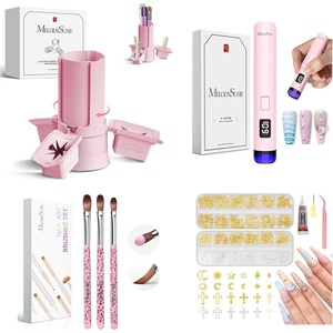 image:imageMelodySusie GelCarousel for Nail Polish Bottle Holder and Handheld Cordless UV Nail Lamp and 3Pcs Nail Brush Set and 3D Nail Charms