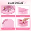 image:imageMelodySusie Portable Manicure Hand Rest Pink and Nail Art Tools Storage Box with 18 Holes amp 7 Compartments