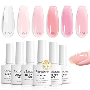 image:imageMelodySusie 2PCS 15ML Nude Builder Nail Base Gel for Nails ThickeningSoak Off UV Extension GelRhinestone Glue in a Bottle for Nail Art Design Gift for Women DIY Manicure at Home 019  2Blush Pink Builder Gel Set