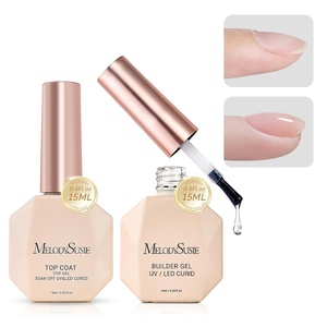 image:imageMelodySusie Milky White Builder Nail Base Gel for Nails Thickening Soak Off UV Extension Gel Rhinestone Nail Glue for Nail Art Design Salon DIY Manicure at Home Gift for Women001AClear Builder GelTopcoat