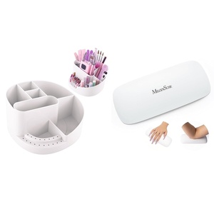image:imageMelodySusie Nail Arm Rest and Nail Art Tools Storage Box with 18 Holes amp 7 Compartments