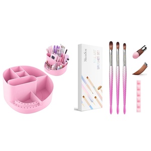 image:imageMelodySusie Pink Acrylic Nail Tools Storage Box and 3Pcs Acrylic Nail Brush Set