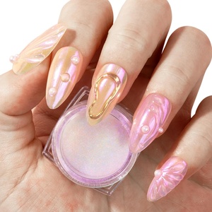 image:imageMelodySusie Unicorn Chrome Nail PowderIce Transparent AuroraMirror EffectColor Changing PearlescentMultiColor Chrome Rainbow Pigment Super ShinySuitable for Home DIY Nail Salon