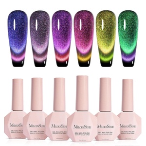 image:imageMelodySusie Jeweliver Cat Eye Gel Nail Polish 05 Fl Oz Brown Glitter Holographic Magnetic Nail Polish with Magnet UV Nail Polish for Nail Art Manicure Salon DIY at Home C689D Chameleon