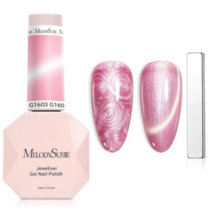image:imageMelodySusie Jeweliver Cat Eye Gel Nail Polish 05 Fl Oz Brown Glitter Holographic Magnetic Nail Polish with Magnet UV Nail Polish for Nail Art Manicure Salon DIY at Home C68A1603 Pearl Bubblegum Pink