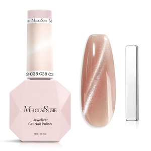 image:imageMelodySusie Jeweliver Cat Eye Gel Nail Polish 05 Fl Oz Brown Glitter Holographic Magnetic Nail Polish with Magnet UV Nail Polish for Nail Art Manicure Salon DIY at Home C68Nude PinkC38