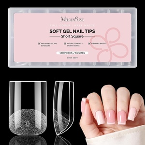 image:imageMelodySusie Medium Oval Round X Nail Tips  16 Sizes 160 Pcs PreShaped Soft Gel Half Matte Full Cover Clear Acrylic Press on Nails for DIY Extension amp Salon UseLongLasting ManicureShort Square