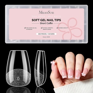 image:imageMelodySusie Medium Oval Round X Nail Tips  16 Sizes 160 Pcs PreShaped Soft Gel Half Matte Full Cover Clear Acrylic Press on Nails for DIY Extension amp Salon UseLongLasting ManicureShort Coffin