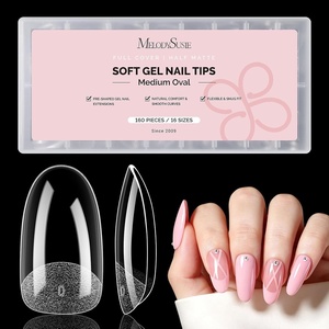 image:imageMelodySusie Medium Oval Round X Nail Tips  16 Sizes 160 Pcs PreShaped Soft Gel Half Matte Full Cover Clear Acrylic Press on Nails for DIY Extension amp Salon UseLongLasting ManicureMedium Oval Round