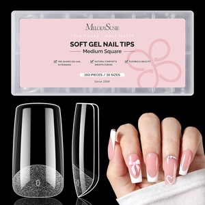 image:imageMelodySusie Medium Oval Round X Nail Tips  16 Sizes 160 Pcs PreShaped Soft Gel Half Matte Full Cover Clear Acrylic Press on Nails for DIY Extension amp Salon UseLongLasting ManicureMedium Square