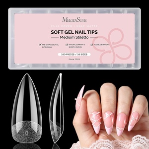 image:imageMelodySusie Medium Oval Round X Nail Tips  16 Sizes 160 Pcs PreShaped Soft Gel Half Matte Full Cover Clear Acrylic Press on Nails for DIY Extension amp Salon UseLongLasting ManicureMedium Stiletto