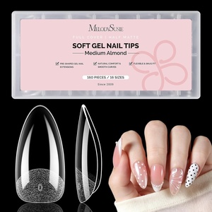 image:imageMelodySusie Medium Oval Round X Nail Tips  16 Sizes 160 Pcs PreShaped Soft Gel Half Matte Full Cover Clear Acrylic Press on Nails for DIY Extension amp Salon UseLongLasting ManicureMedium Almond 16sizes