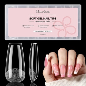 image:imageMelodySusie Medium Oval Round X Nail Tips  16 Sizes 160 Pcs PreShaped Soft Gel Half Matte Full Cover Clear Acrylic Press on Nails for DIY Extension amp Salon UseLongLasting ManicureMedium Coffin